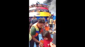 Ship catches fire in Indonesia with passengers leaping into ocean to escape