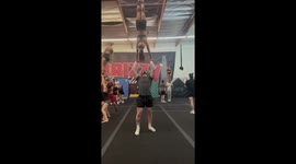 Gym balancing act fails after unexpected interference in Santa Fe Springs, California