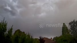 Storm clouds gather over Holladay, Utah, USA