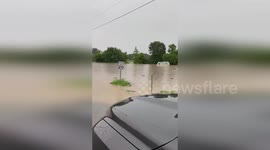 Camper van floats away in floods during heavy rain in Indiana
