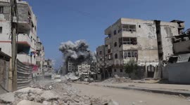 MOMENT - Israeli airstrike hits building in Gaza Strip
