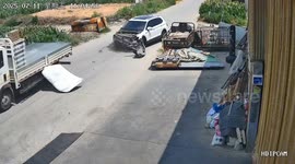SUV’s hood ripped off in dramatic crash with truck at intersection