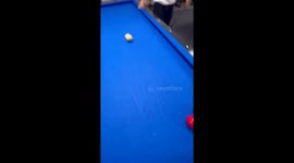 Flying cue ball hits bystander during billiard game in Hong Kong