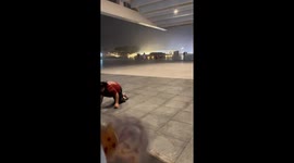 Strong winds sweep people off their feet during storm in Guangdong, China