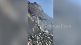 Large rock fall from Jurassic Coast cliff as public urged to stay away