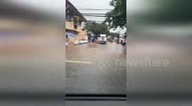 Philippines: Cars Push Through Flooded Roads In Cainta As Waters Rise