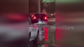 Mexico: Cars Stuck In High Water And Hail As People Push Through Periferico Sur In Mexico City