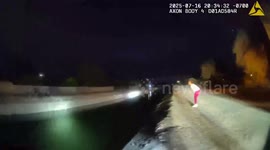 Officer Jumps Into Canal to Rescue Stranded Dog