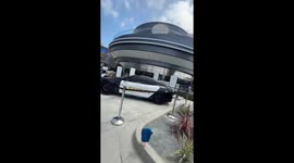 Elon Musk's Tesla open futuristic diner and charging station in Hollywood