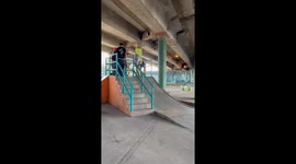 Skateboarding mishap during ramp attempt in Mexico City, Mexico