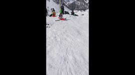 Little Sledder Knocks Over Woman