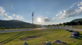 Sunset in Pownal Vermont Route 346 the tree farm and the kids ball park behind me.