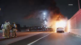 US, Los Angeles: Vermont Vista Tesla Catches Fire on 110 Freeway
