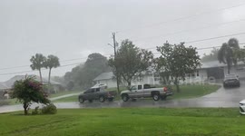 Heavy rain and strong winds reduce visibility in Saint Lucie, Florida