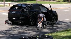 US, Los Angeles: Valencia Rollover Crash With 1 Transported