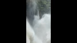 Boy narrowly escapes strong waterfall surge in Baños de Agua Santa, Ecuador