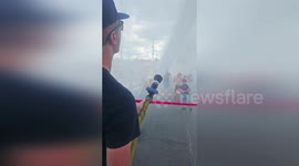 US: Firefighters Bring Joy With Big Water Shower At Kingsport Fun Fest