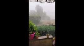 Severe storm with strong winds and hail reduces visibility in Salon La Tour, France
