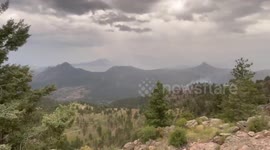 Lightning-sparked wildfire burns near White Hawk Trail in Jefferson, Colorado, USA