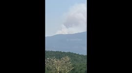Thick smoke rises from forest fire near Lake Sapanca in Sakarya, Turkey