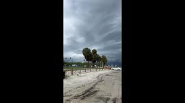 Dark cloud formation looms over beach in Safety Harbor, Florida, USA