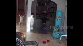 Parkour Kid Takes Out Baby Gate