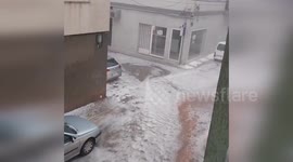 Spain: Floodwaters And Hailstorm Batter Streets Of Caravaca Murcia