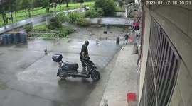 Out-of-control lorries crash into villager's yard nearly crushing him and his chickens