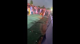 Fire performance mishap during street show in Shaanxi, China