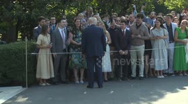 US President Trump departs for Scotland, briefly addresses reporters