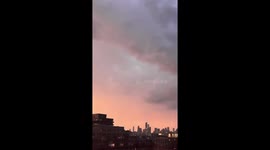 Lightning storm during sunset in Toronto, Ontario, Canada