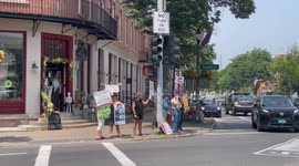 Gaza Protest in Bennington Vermont in the middle of town