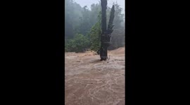 Rushing Monsoon Waters in the Western Ghats Near Honnavar