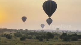 Tanzania: Balloon safari captures aerial view of wildlife migration on Serengeti