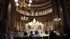 Pro-Palestinian activists hold protest at La Madeleine Church in Paris