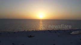 US: Aerial view of Sunset at Clearwater Beach, Florida