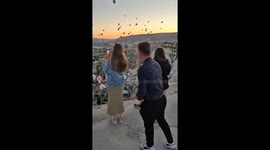 Romantic hot air balloon proposal surprise in Nevşehir, Turkey