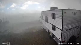 Tornado winds push RV and kick up dust in Texas, USA