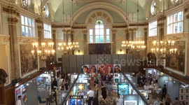 Parallax Art Fair 39th edition opened at Chelsea Town Hall with a private view on 25 July 2025 - view from above