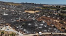 DRONE: Wildfire damages several houses in Krioneri near Greece's Athens
