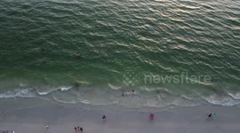 US: Aerial view of Sunset at Clearwater Beach, Florida