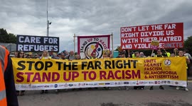 The Stand Up For Racism protest in Epping which saw a group of about 200 turn out to support the Illegal Immigrants at the Bell Hotel in Epping