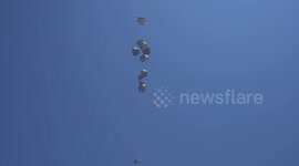 Relief packages air-dropped to civilians in Gaza (2)