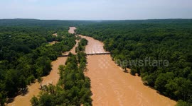 4K Drone Footage, Central North Carolina Flooding at the Haw River After Tropical Depression Chantal (July 2025)