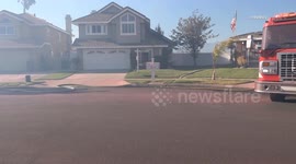 US, Los Angeles: Corona Green Fire Wildfire Threatens Homes With Sound On Tape
