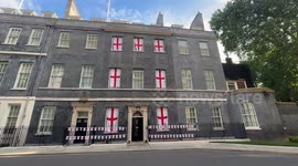 10 Downing Street Decorated With England Flags After Lionesses Euro 2025 Victory