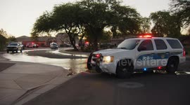 US, Phoenix: Phoenix Water Main Break Traps F150 in Sinkhole