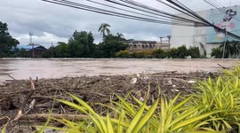 River bursts its banks inundating homes in central Thailand