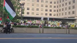 Protesters rally outside State Department during Netanyahu’s visit to Washington, D.C.