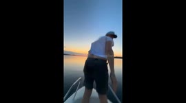 Man falls into water while dancing on moving boat in Strömsund, Sweden